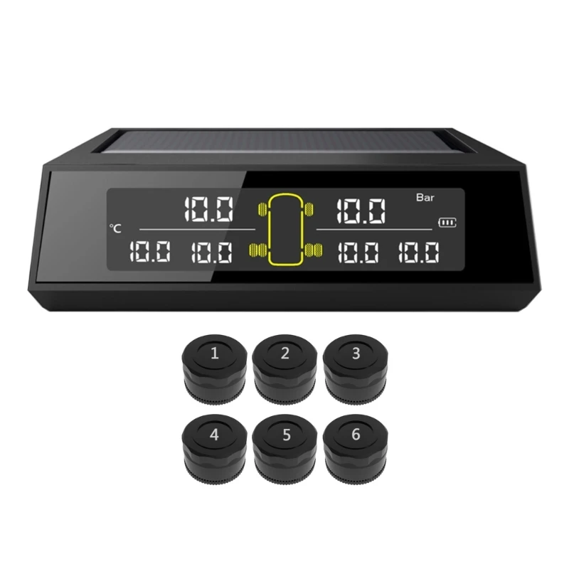 

Solar Power TPMS Car Tire Pressure System Wireless with 6 Sensors