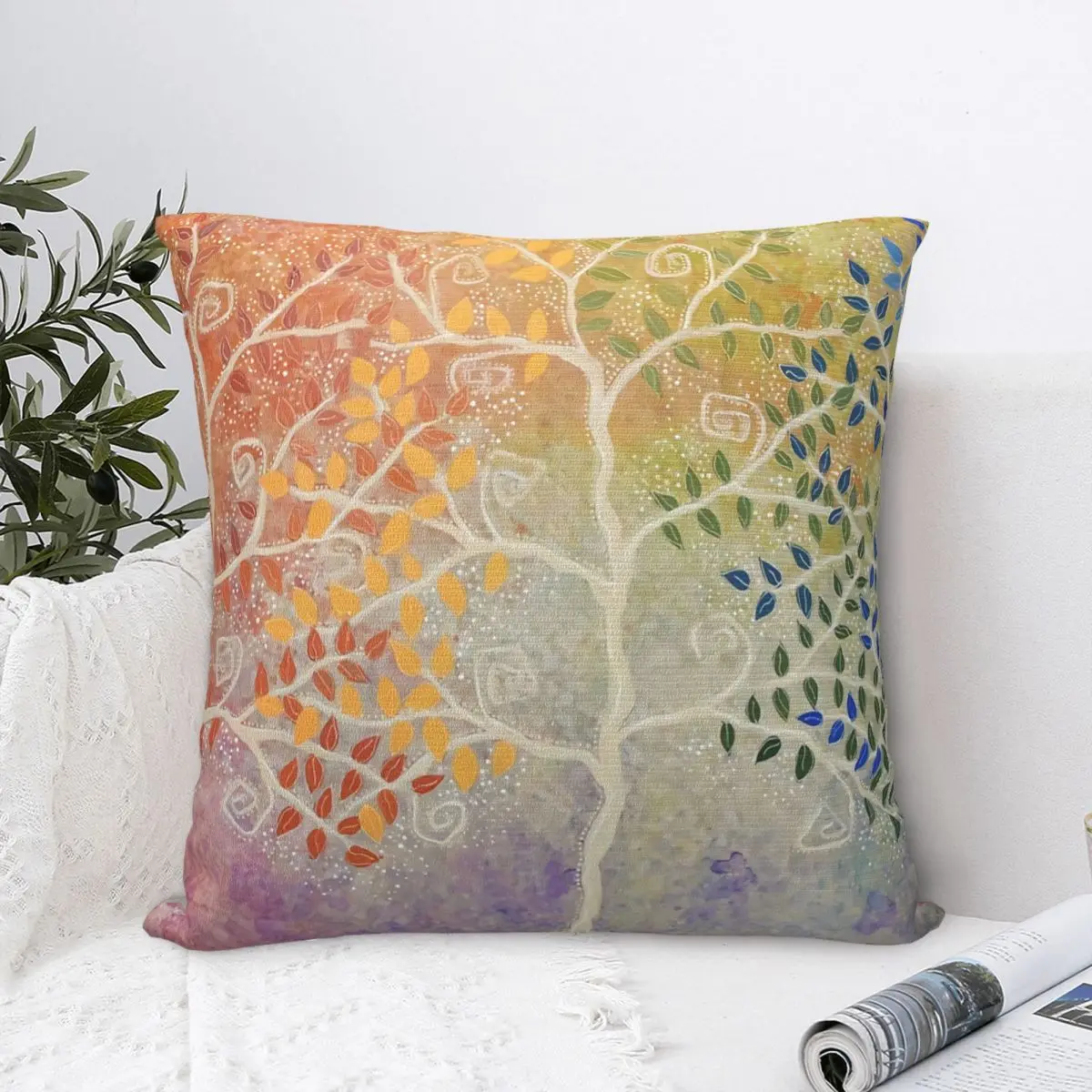 

Rainbow Wishes Throw Pillow Case Backpack Cushions Covers DIY Printed Reusable For Sofa Decor