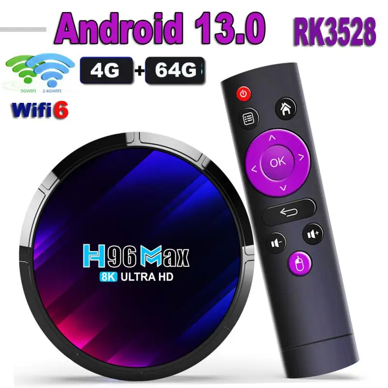 

H96 MAX Android 13 network set-top TV BOX RK3528 64GB 32GB 16GB 2.4G 5G WIFI 6 BT 5.0 Global Media Player Set Top Receiver