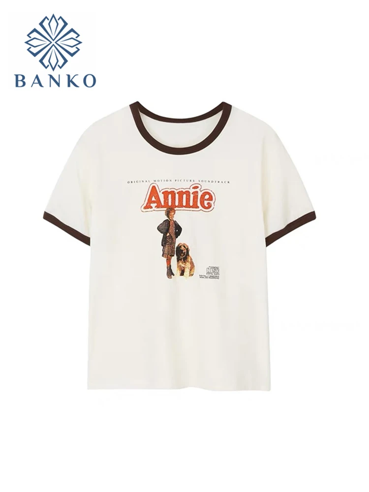 

New 2022 Female Tops Round Collar Contrast Color Short Sleeve Printing Loose T Shirt Summer Fashion Patchwork T Shirt For Women