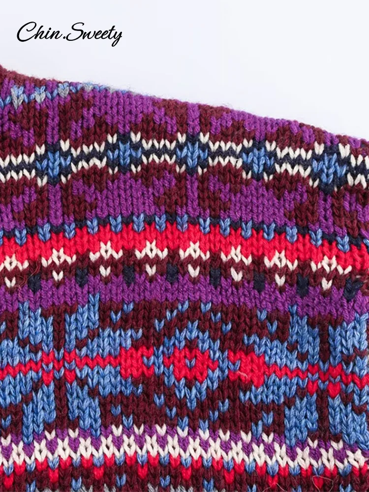 Модный женский свитер с контрастным принтом пуловеры свободный трикотаж круглым