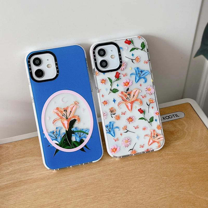 

Retro Art Tulip Rose Flower Shockproof Soft Phone Case For iPhone 11 12 13 Pro Max X Xr Xs Max 7 8 Puls SE 2 Cute Cover Couqe