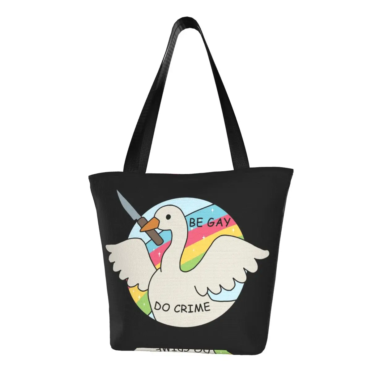 

Be Gay Do Crime Goose, хозяйственная сумка, гордой, гей нож, радуга, забавная ткань, деловая сумка, женские модные сумки