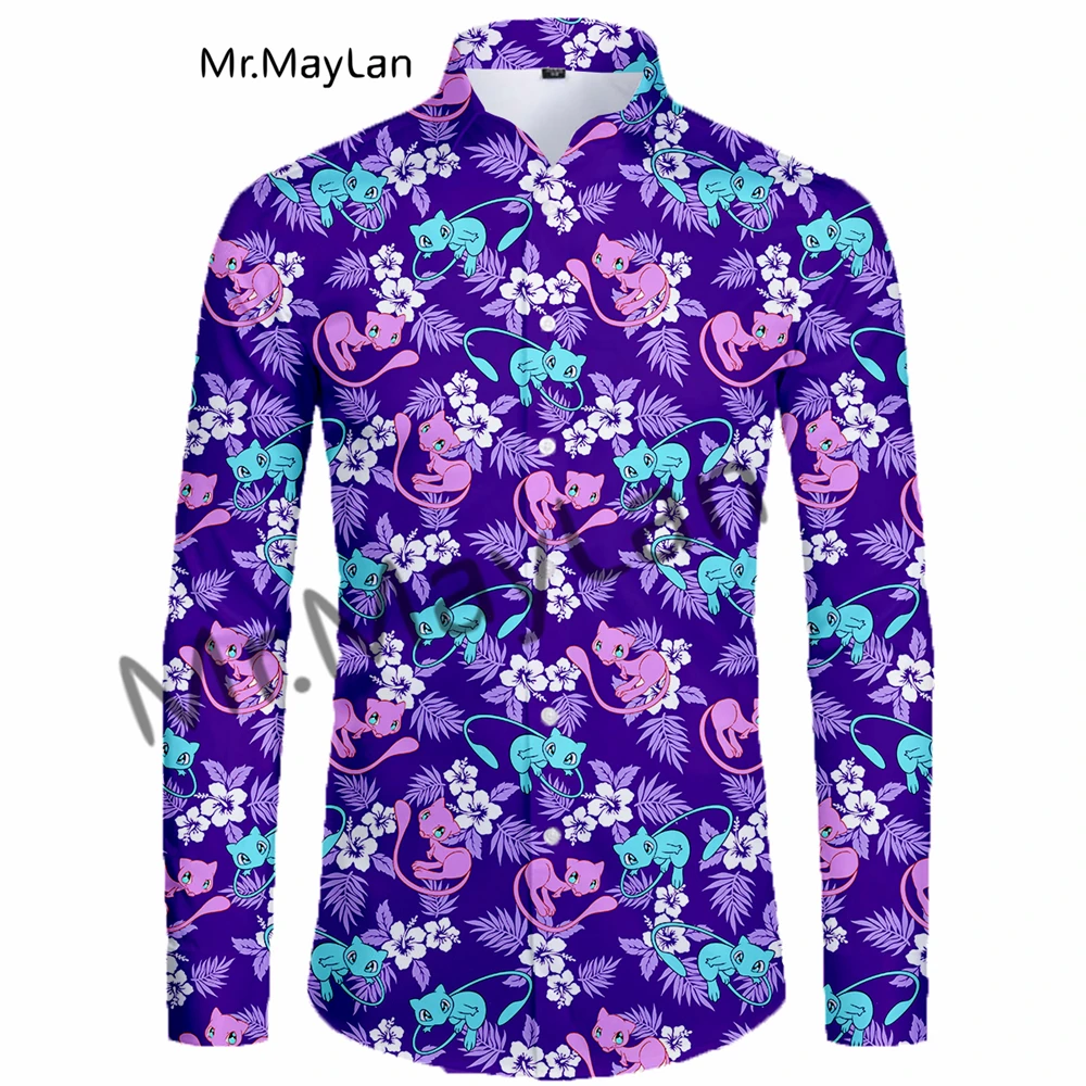 

Рубашка гавайская с длинным рукавом для мужчин и женщин, яркая с цветочным принтом, модная уличная одежда в стиле унисекс, для отдыха, 3d-принт,-61