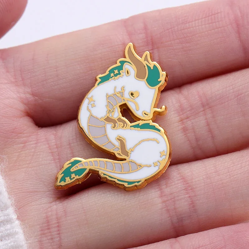 

Cartoon Anime White Dragon Hard Enamel Pin Cute Childhood Miyazaki Brooch Laple Badge Fan Collection Unique Gift For Friends