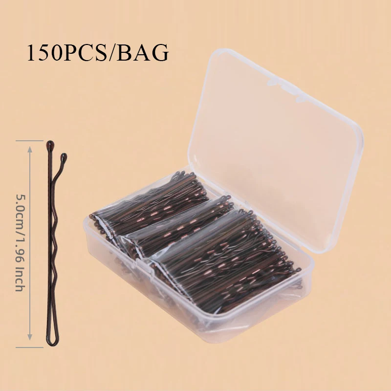 

150Pcs Women Hair Waved U-Shaped Bobby Pin Barrette Salon Grip Clip Bridal Hairpins Black Metal Hair Accessories For Bun