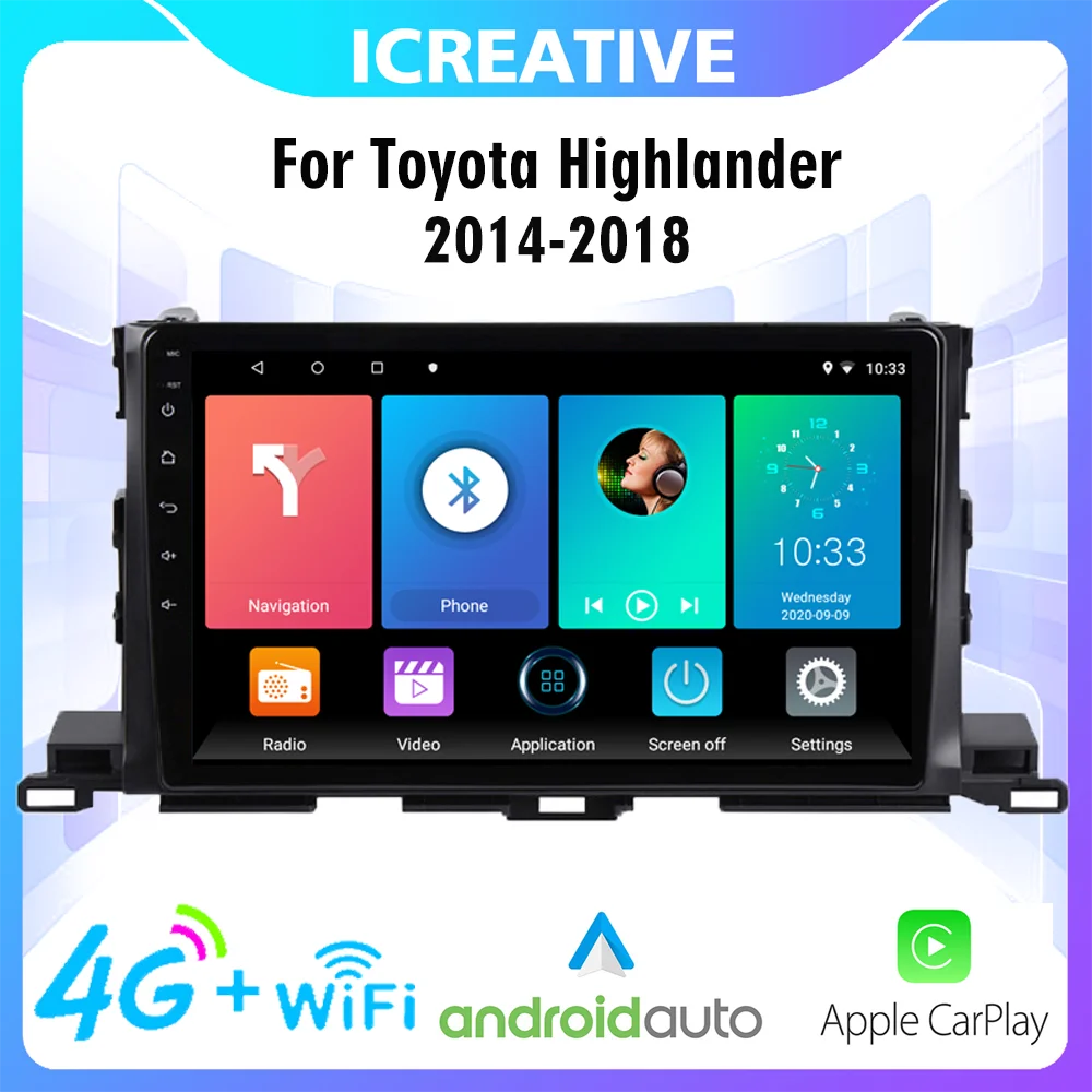 

Android Car Radio Multimedia Video Player 10.1 inch 2.5D Navigation GPS For Toyota Highlander 2014 2015 2016 2017 2018