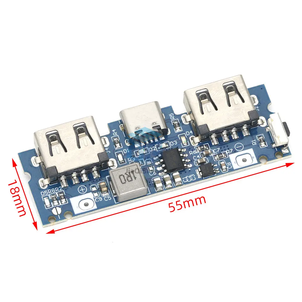 Светодиодный двойной USB 5 В 18650 а Micro/Type-C внешний аккумулятор модуль зарядки