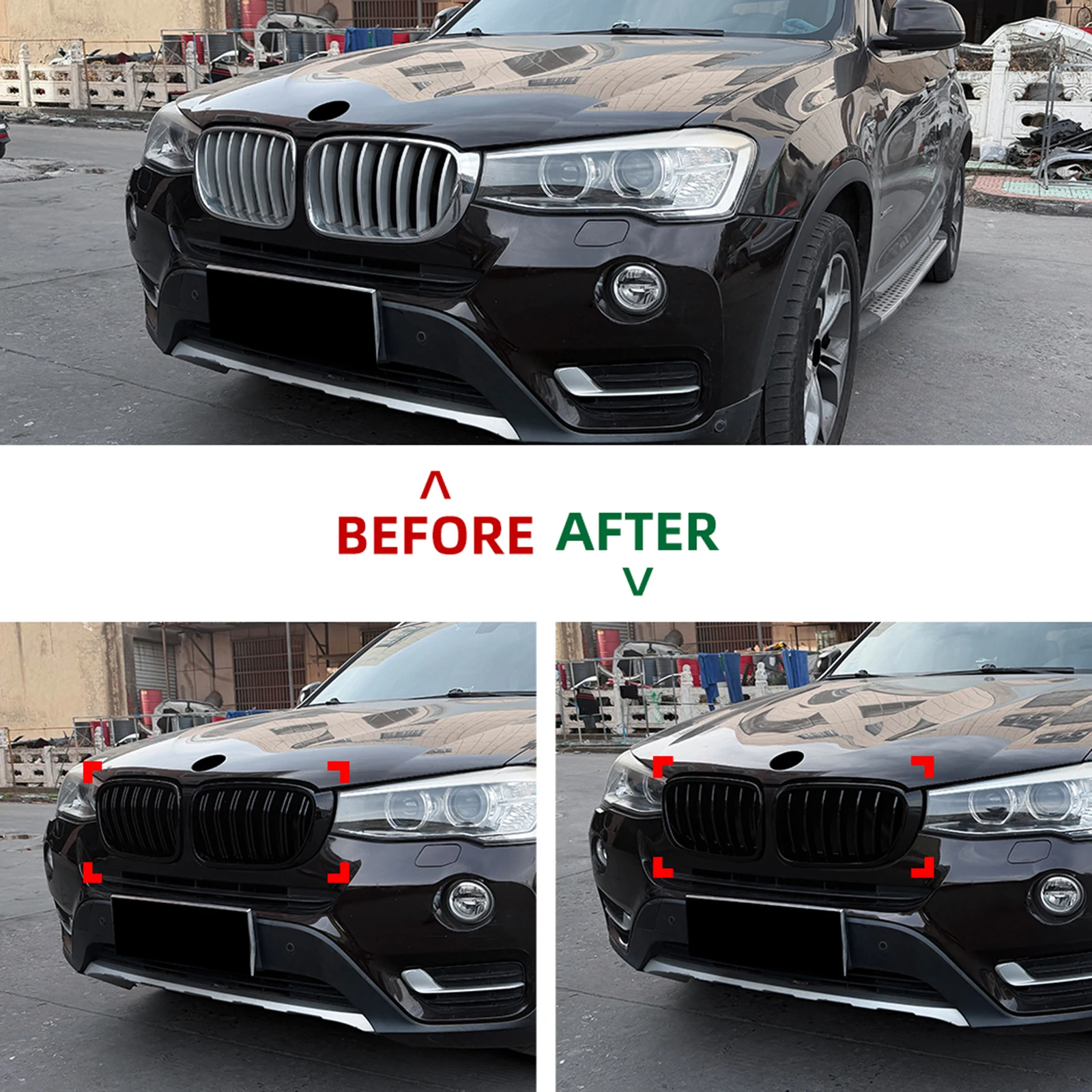 Фото Спортивная решетка радиатора (ноздри) для BMW X3 F25 X4 F26 LCI 2014-2017 №4