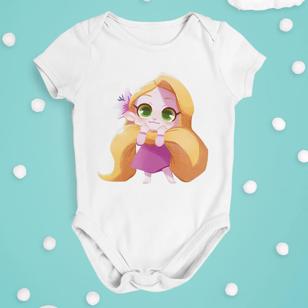 

Rapunzel Princess Print Disney Baby Jumpsuit Comfy White Hot Sell Y2k Dropship 0-24M Girl Boy Onesie Four Seasons Casual Style