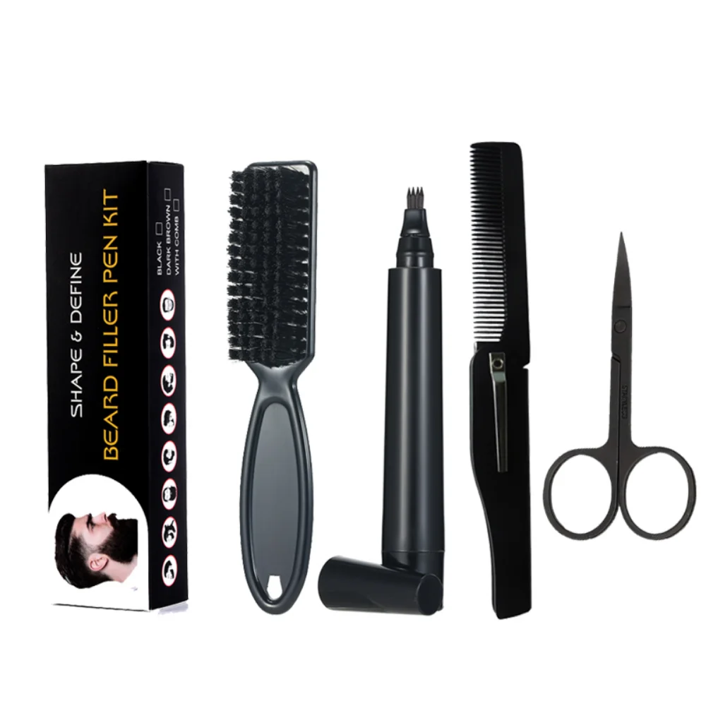 

Waterproof Beard Pen Beard Filler Pencil And Brush Beard Enhancer Lasting Repair Moustache Coloring Shaping Tools Hair Pencil