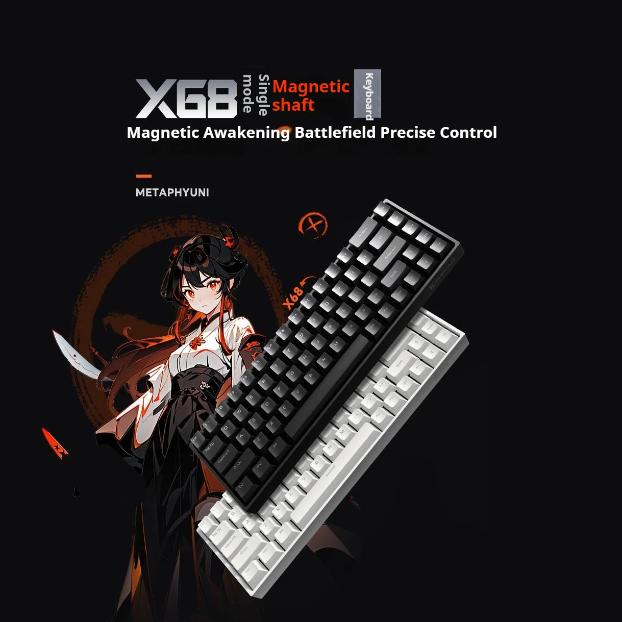 METAPHYUNI X68 Проводной магнитный переключатель Механическая клавиатура в режиме Singel