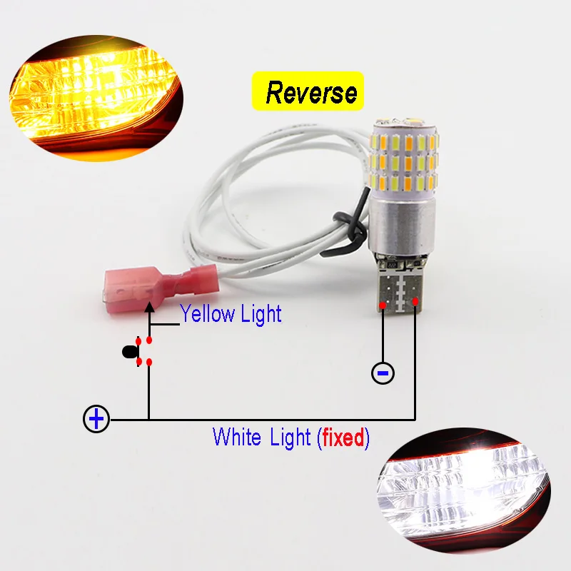

Led Coche Мотоцикл Велосипед Обратный T10 Led W5w Двухцветный боковой фонарь Drl Лампы указателя поворота Белый и Янтарный Упаковка из 2 шт.