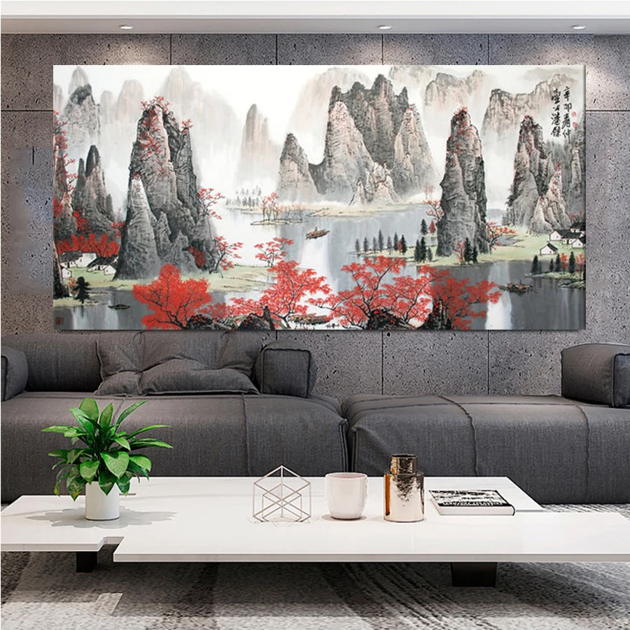 

5d алмазная живопись с китайским ландшафтом, «сделай сам», полный комплект, Алмазная мозаика, вышивка крестиком, бусины, вышивка ручной работ...