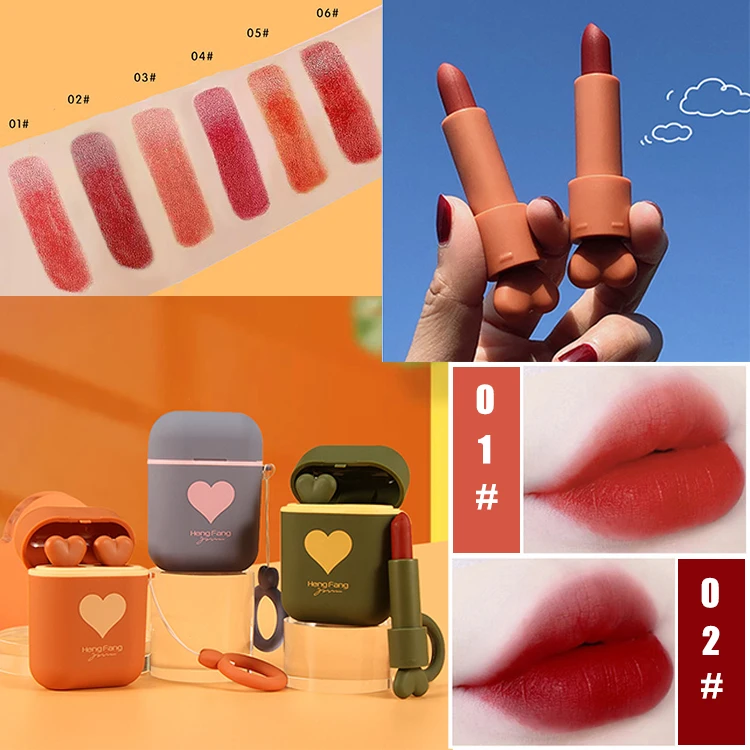 6 Colors Smooth Matte Texture Lip Gloss  Available Lipstick Long-lasting Lips Makeup Headset Box Set Exquisite Korean Cosmetics