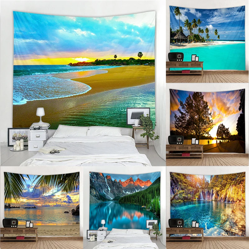 

2022 Charming Sea View Tapestry Wall Hanging Indian Mandala Hippie Boho Cloth Decor Bedroom Tapestries
