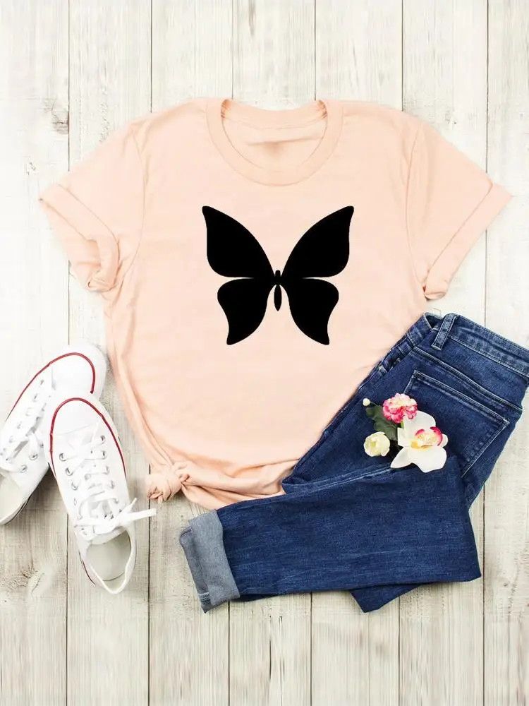 

Футболки женская одежда мультяшная рубашка женская с коротким рукавом в стиле бабочки трендовая Милая модная летняя футболка с графическим принтом Футболка