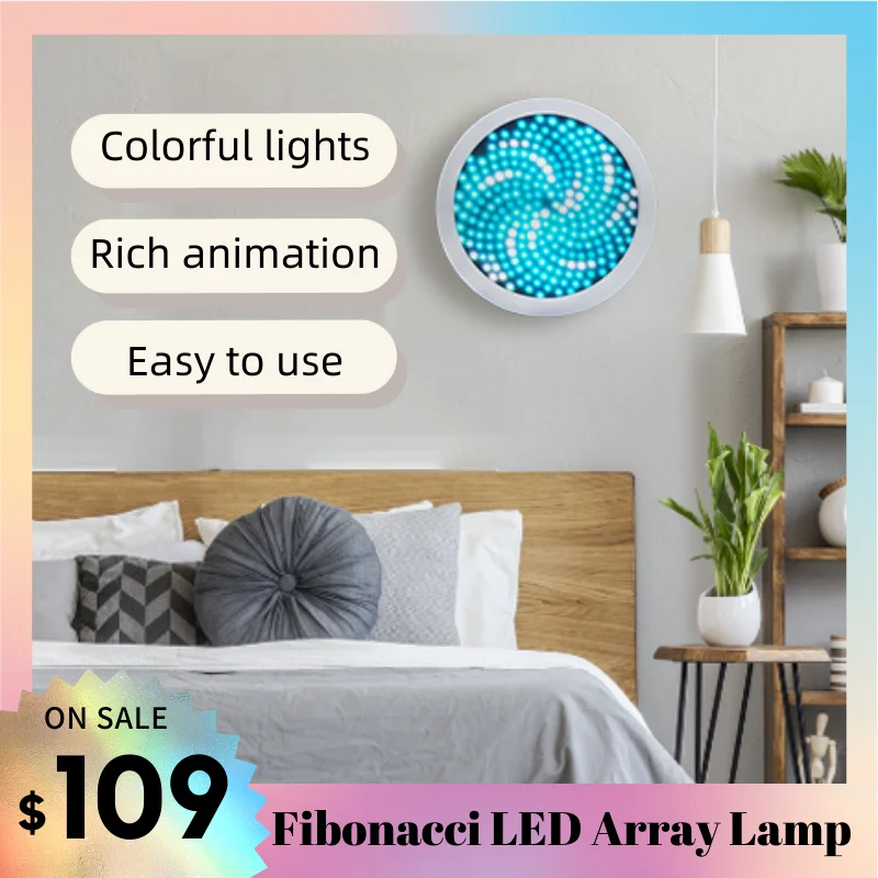LED Fibonacci Creative Art Lamp 300mm Circular Disc With 256 RGB LEDs Home Decoration For Friend Novel Gifts