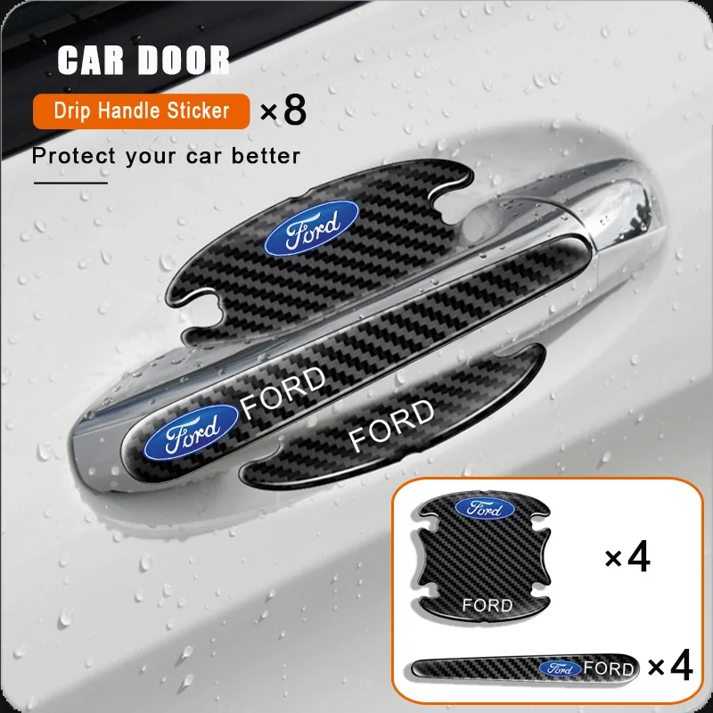 

Carbon Fiber Car Doorknob Scratches Protection Sticker for Ford Focus MK2 MK3 Ranger Fiesta S MAX Mustang Mondeo MK4 Accessories