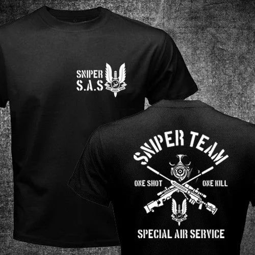 

New British United Kingdom Sas Special Forces Sniper Team Military T-Shirt Double Side Newest Men Funny T-Shirt Custom Tee
