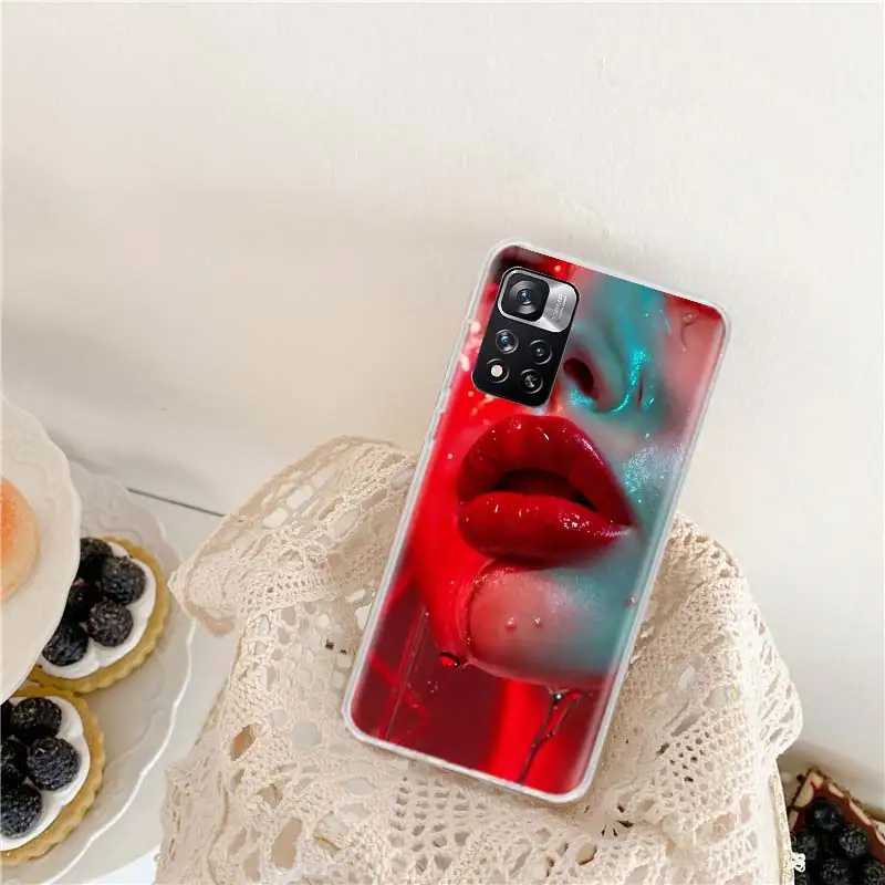 Чехол для телефона Passionate Sexy Fiery Red Lips Xiaomi Redmi Note 13 Pro+ 5G 10 10A 10C 12 12C 9 9A 9C 9T 8 8A 7 7A 6 K60 K70 Pr