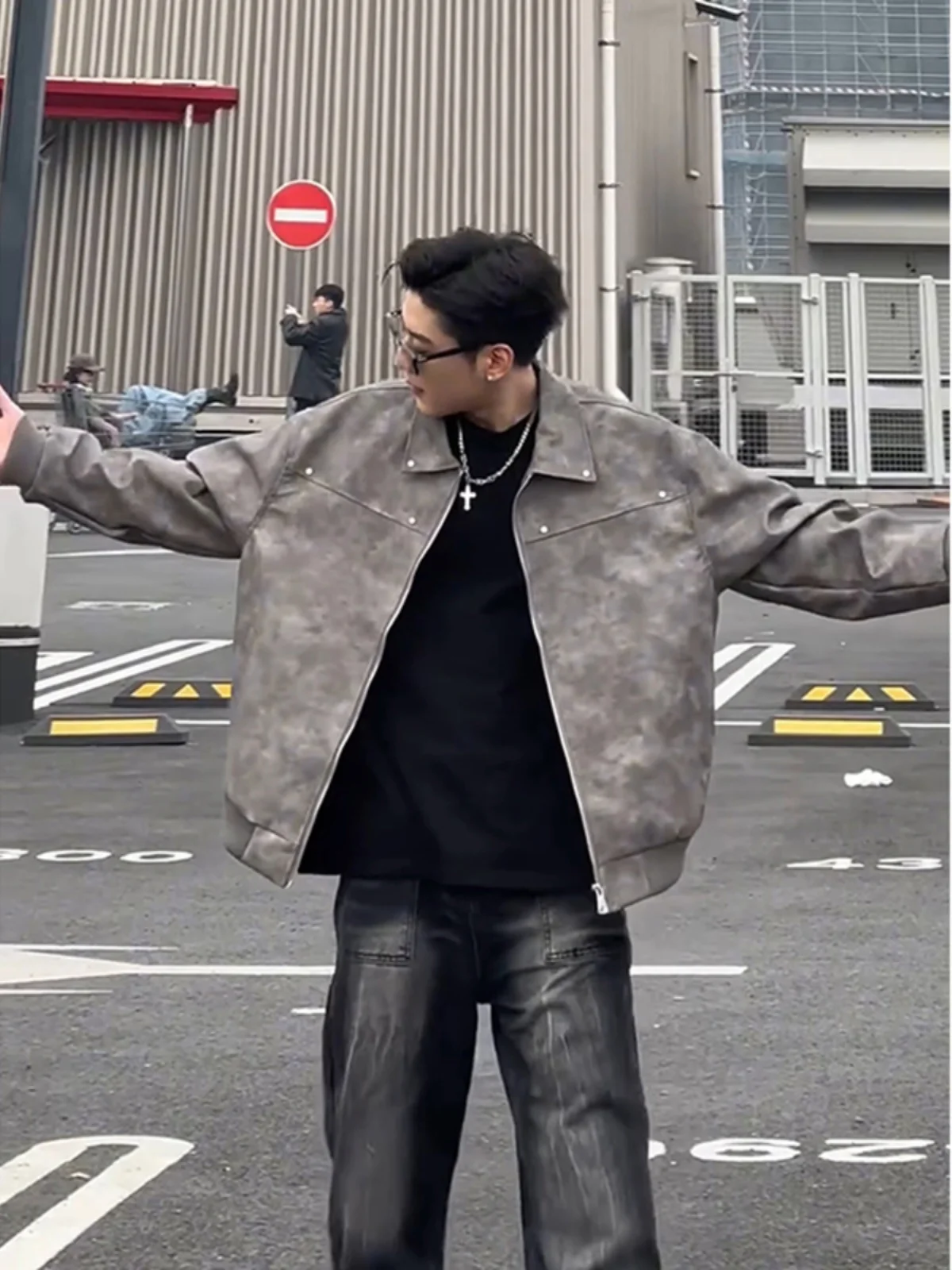 Черная короткая кожаная куртка Cleanfit верхняя одежда американская искусственная