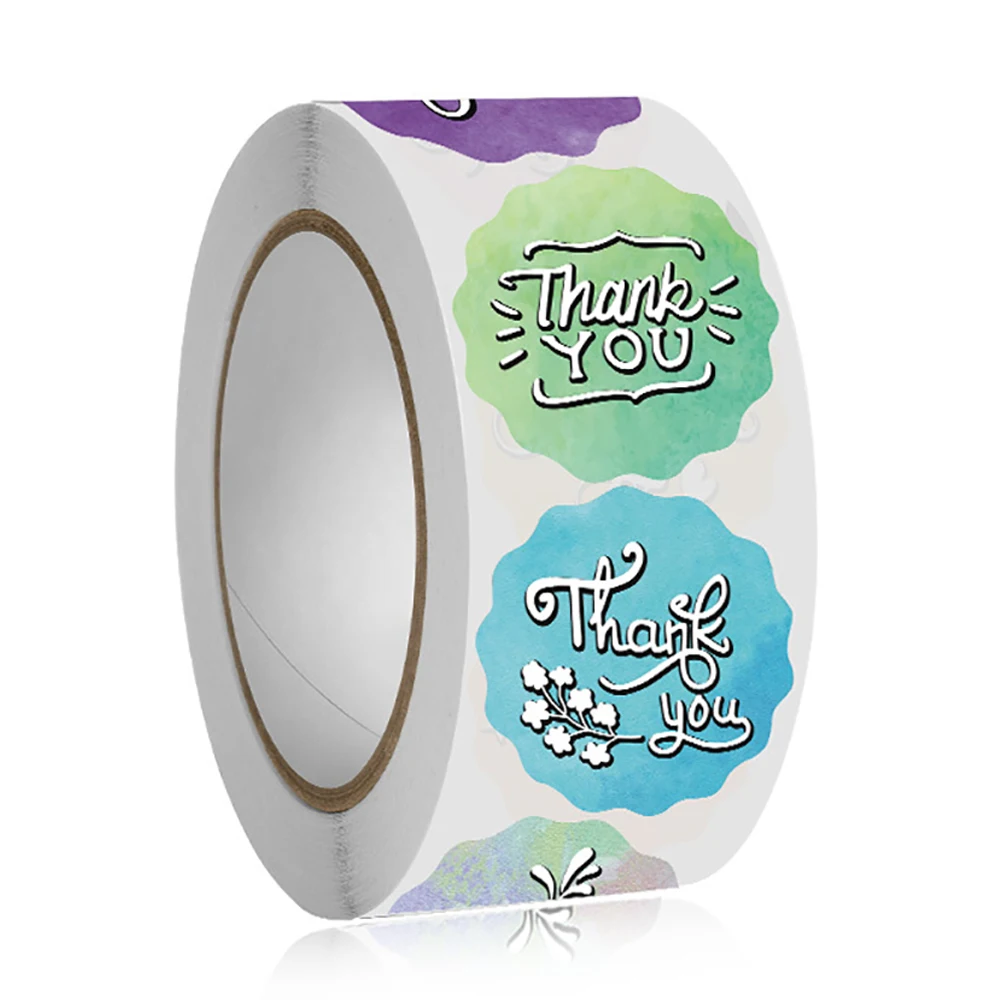 

100-500 шт., золотистые этикетки с надписью Thank You