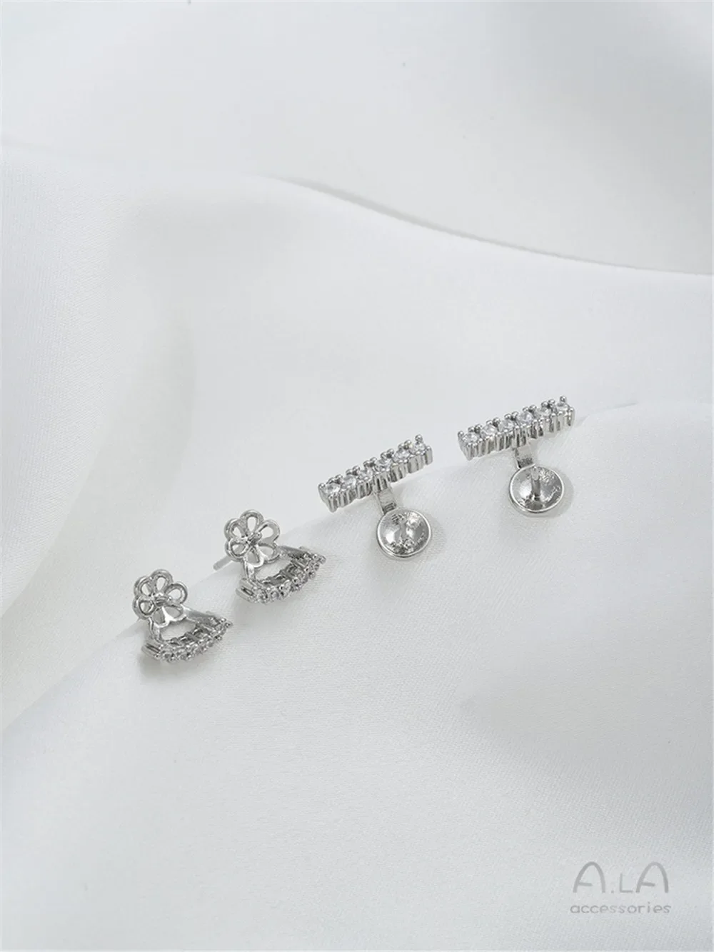 Позолоченные 14 К C-образные I-образные серьги-гвоздики из бисера с полуотверстием