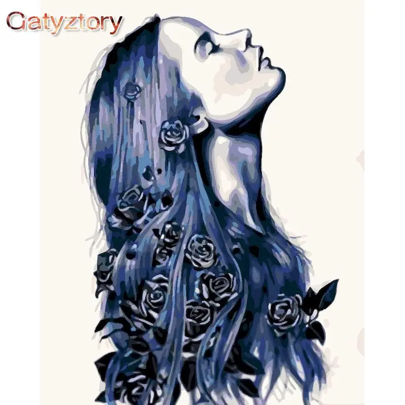 

GATYZTORY Long Haired Beauty Oil Painting By Numbers For Adults Handmade DIY Framework 40x50 Frame On Canvas Home Decorations