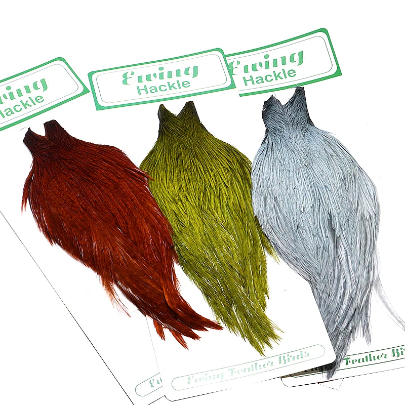 Фото Нахлыстовая накидка Rooster hackle, рыболовные перья для ловли рыбы нахлыстом, широкий диапазон размеров, петушиные перья для мух, оливковые, кори... №1