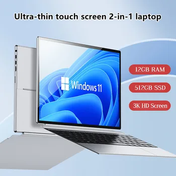 Ultra Thin Laptop 12.3 Inch Intel J4125 Windows 11 Mini Gaming Laptops Computer 3K Touch Screen RAM 12GB SSD 1TB 2 In 1 Notebook