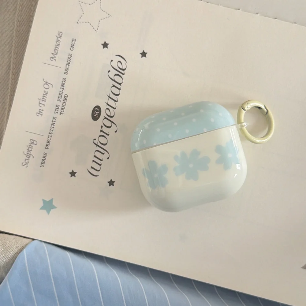 Милый защитный чехол с синими цветами и морской солью для AirPods Pro 23, чехол для наушников AirPods 4 ANC, противоударный чехол для Air Pods (art.: 3920db0e229ee) - 3920db0e229ee