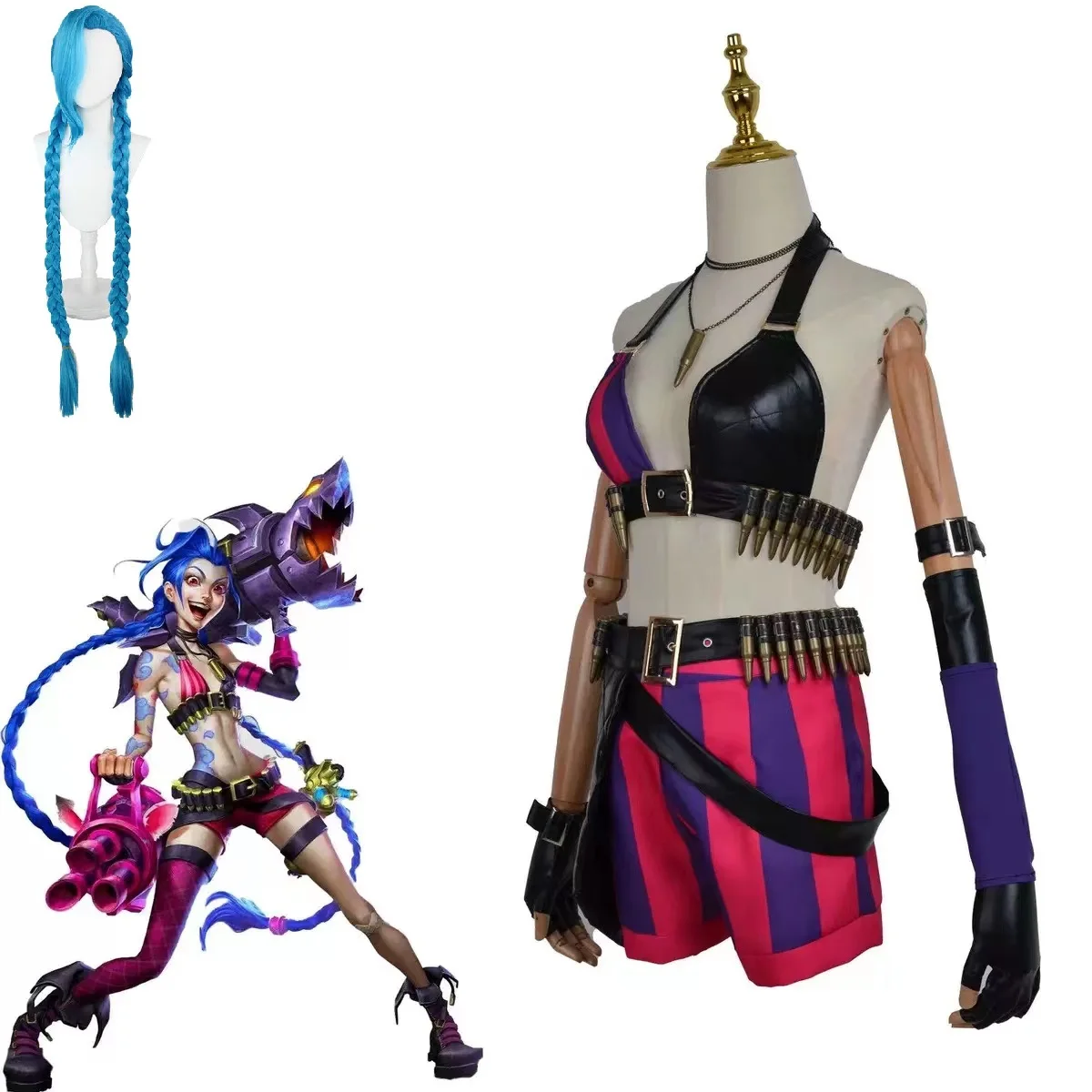 

Женский костюм из искусственных волос, оригинальная кожа, волшебная униформа, голубые парики, одежда для вечеринки