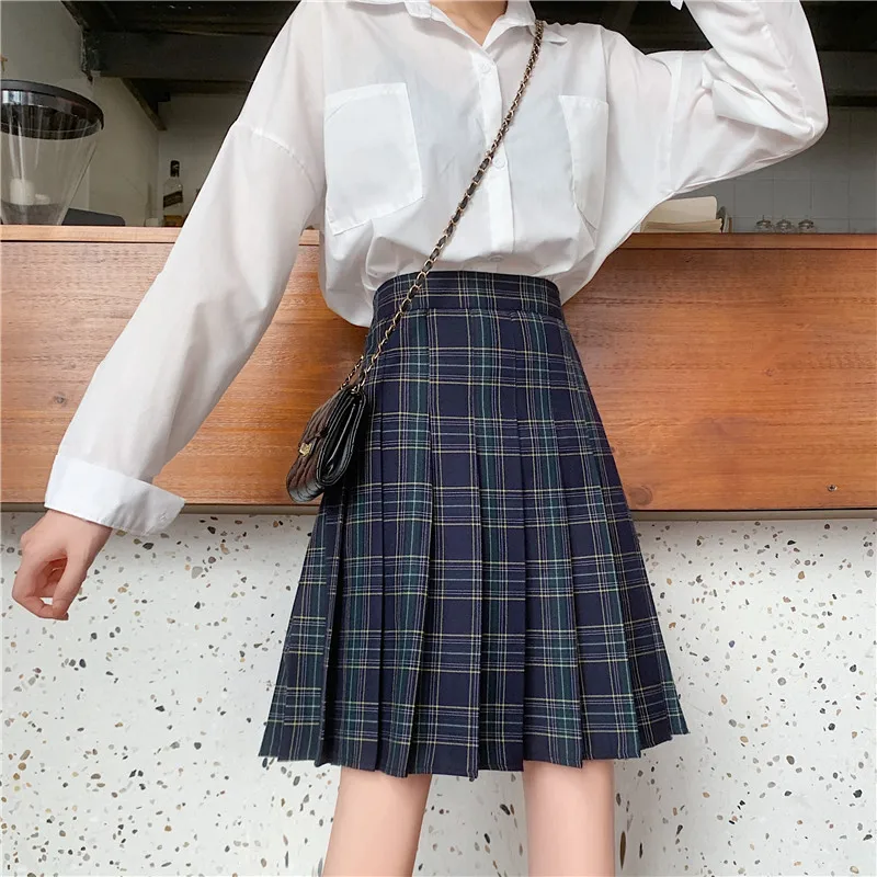 2023 корейский стиль колледжа плиссированная Женская одежда пышная юбка ретро