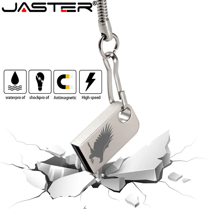  JASTER Mini Metal High Speed USB Pen Drive Flash Drive 8GB 16GB pendrive 32GB 64GB Memory Stick Waterproof  U Disk Wedding Gifts 