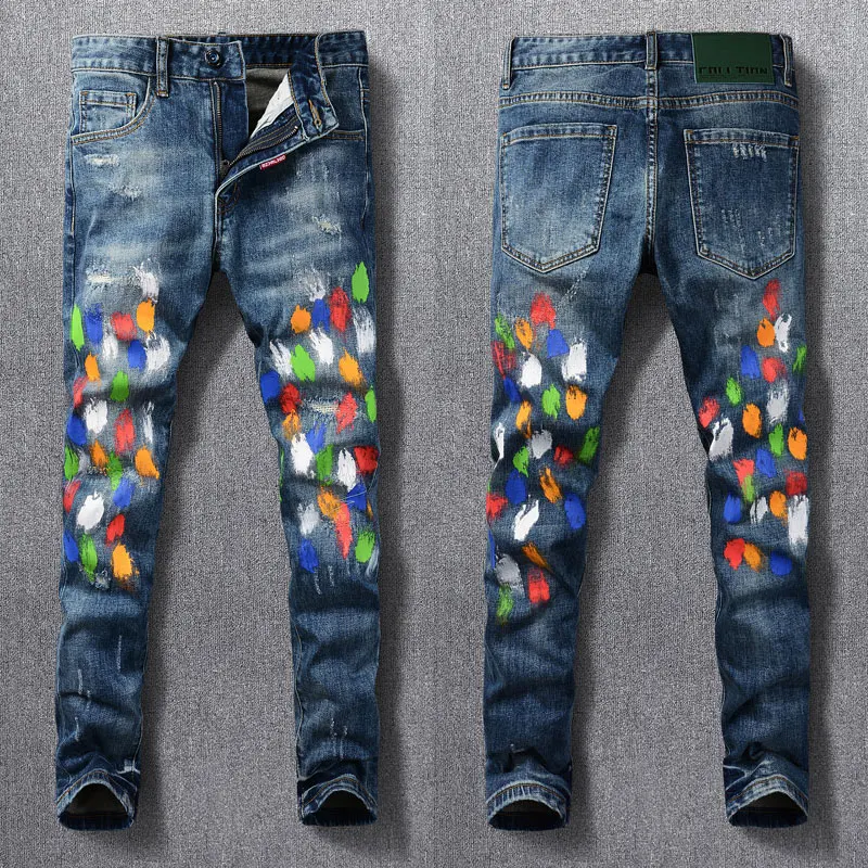 Джинсы мужские Стрейчевые в стиле ретро