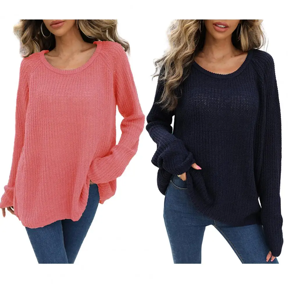 

Warm Winter Sweater Soft Stylish Ladies' Winter Sweaters Knitted Elastic Anti-shrink Anti-pilling Pullovers in Solid for Autumn