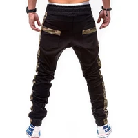 mens pants spring and summer casual camouflage stitching slim straight pants mens running thin sports pants overalls