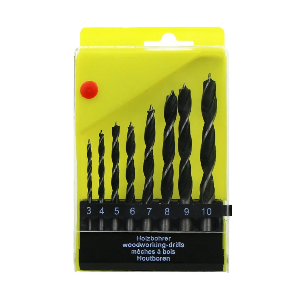 

8Pcs 3-10mm Drilling Three Point Woodworking Drill Bits Kit Carbon Steel Locate Drill For Wood Plastic Power Tool Accessories