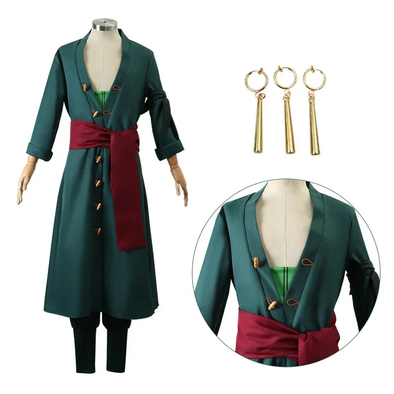 Ророноа Косплей Аниме Костюм Кимоно Халат Зоро Плащ Униформа Хэллоуин Наряды С