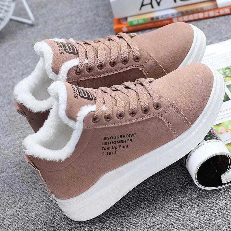 

2023 New Women's Shoes Winter Women Sneaker Shoes Warm Fur Plush Lady Casual Shoes Lace Up Keep Warm Thick Bottom Sneakers