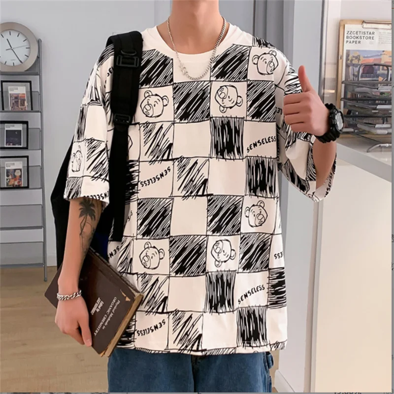 

Short-sleeved men's tide brand summer loose clothes men's trend half-sleeve t-shirt cotton t-shirt top bottoming shirt men's clo