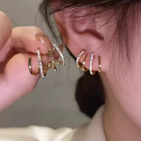 fashion geometric clear crystal four claw stud earrings for women 2022 trendy ins exquisite earring studs girl fine jewelry gift
