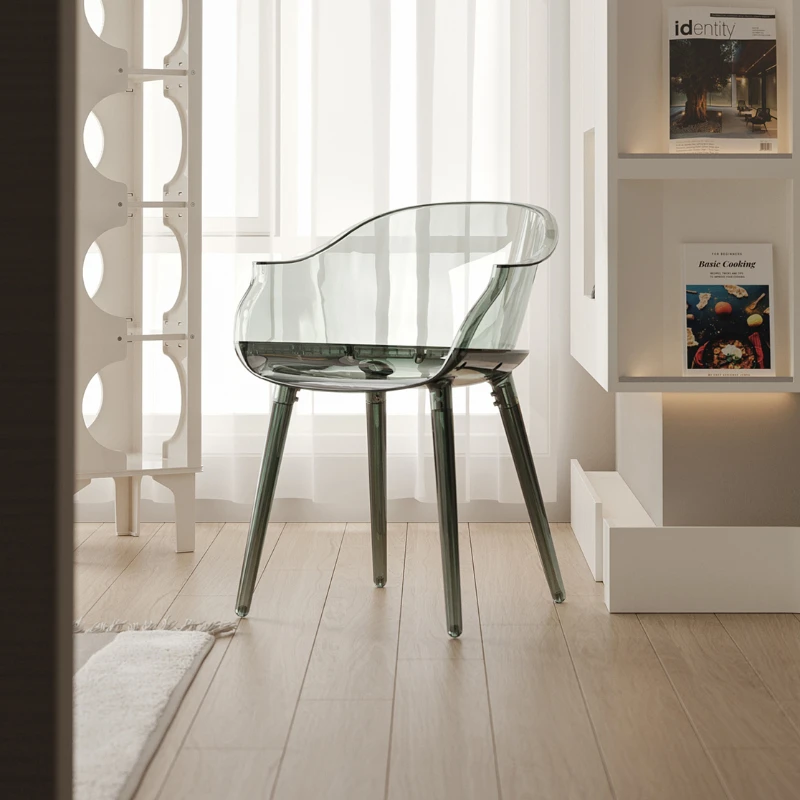 

Nordic Transparent Dining Chairs Acrylic Armchair Design Minimalist Dining Chairs Creative Household Cadeira Furniture WZ50DC