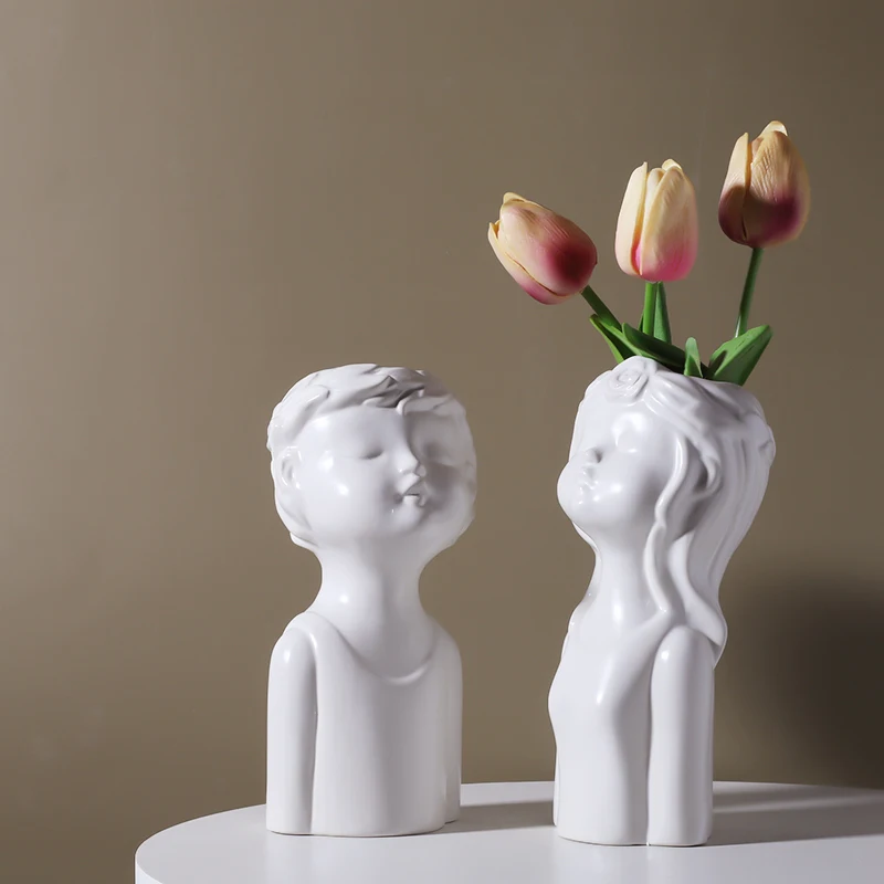 

Парные цветочные горшки для мальчиков и девочек, садовые аксессуары, декоративные Мультяшные милые горшки для растений, садовые украшения ...