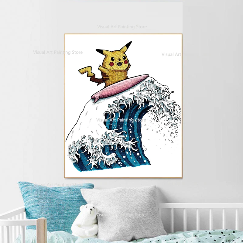 

Pokemon Art Prints Pikachu Wall Poster Watercolor Canvas Painting Decoration Pictures for Childrens Room Living Room Home Decor