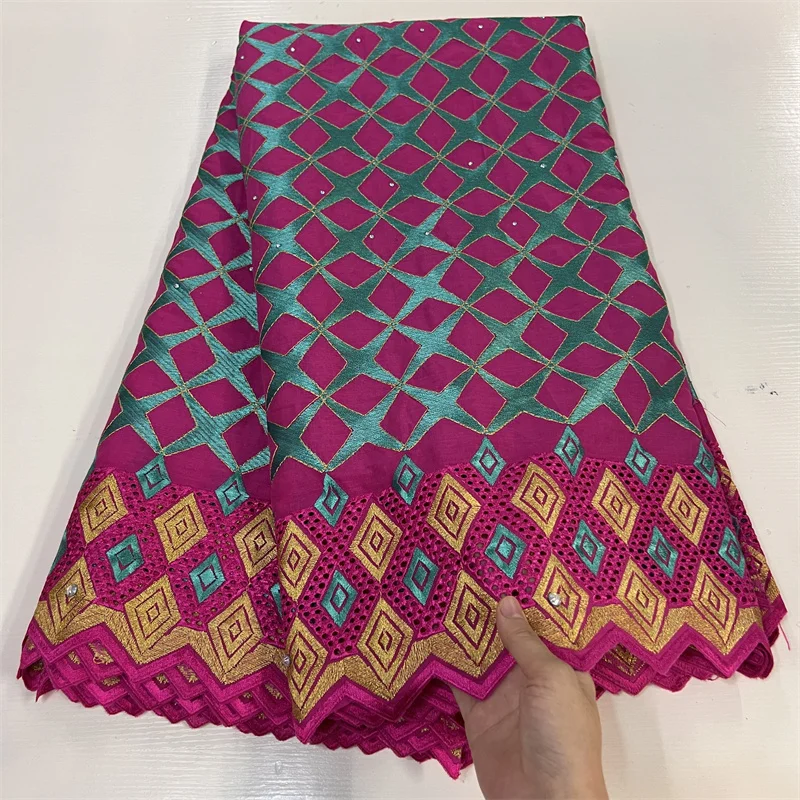 

Африканский дизайн винно-красное кружево 5 ярдов вуаль ткань 2022 Высококачественная швейцарская чистая хлопчатобумажная ткань Нигерия для ...