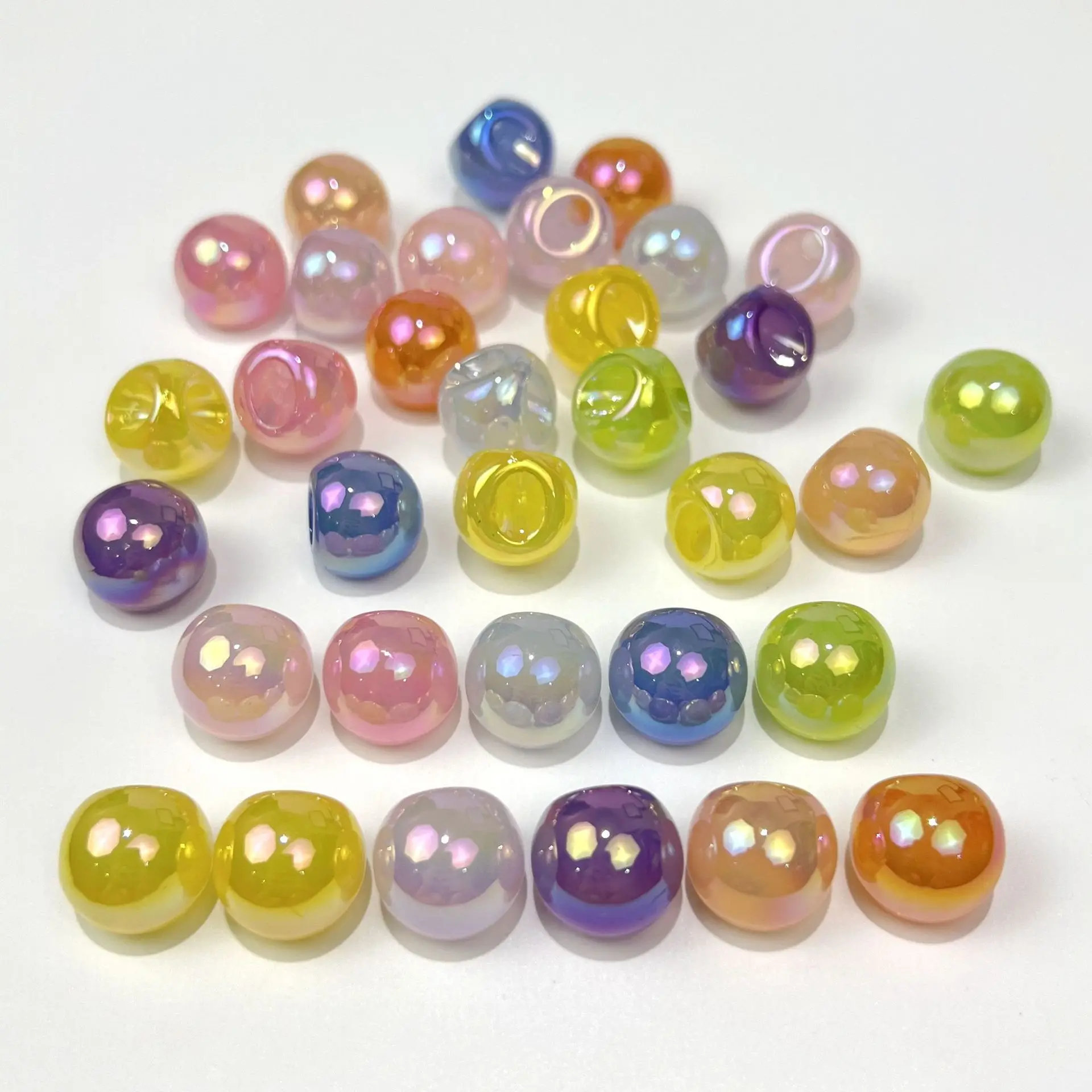 10pcs/bag 16mm Acrylic Jelly Color System Hemipore Bead Color-plated Illusion Circular Beads Jewelry Making Supplies