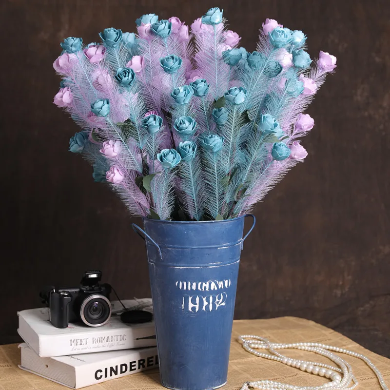 

5pcs Simulation of High Quality Foam Phoenix Small Rose Home Living Room Dining Table Wedding Fake Artificial Flowers Fall Decor