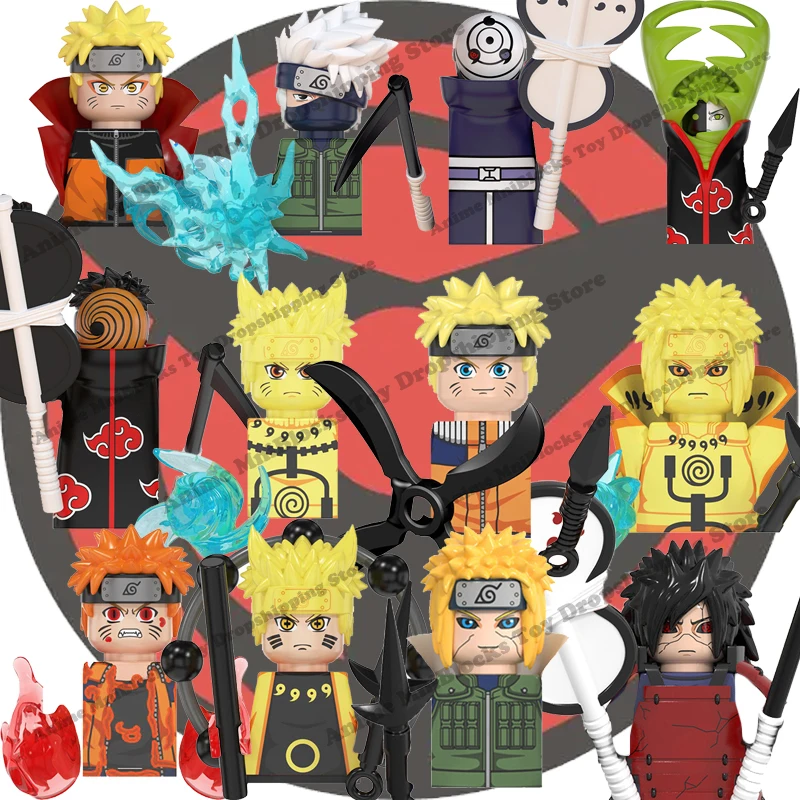 Wm Blocks Naruto 6105 6106 6107 6108 6109 Building Blocks Sasuke Kakashi Akatsuki Bricks Anime Mini Action Figures Giocattoli Di Assemblaggio